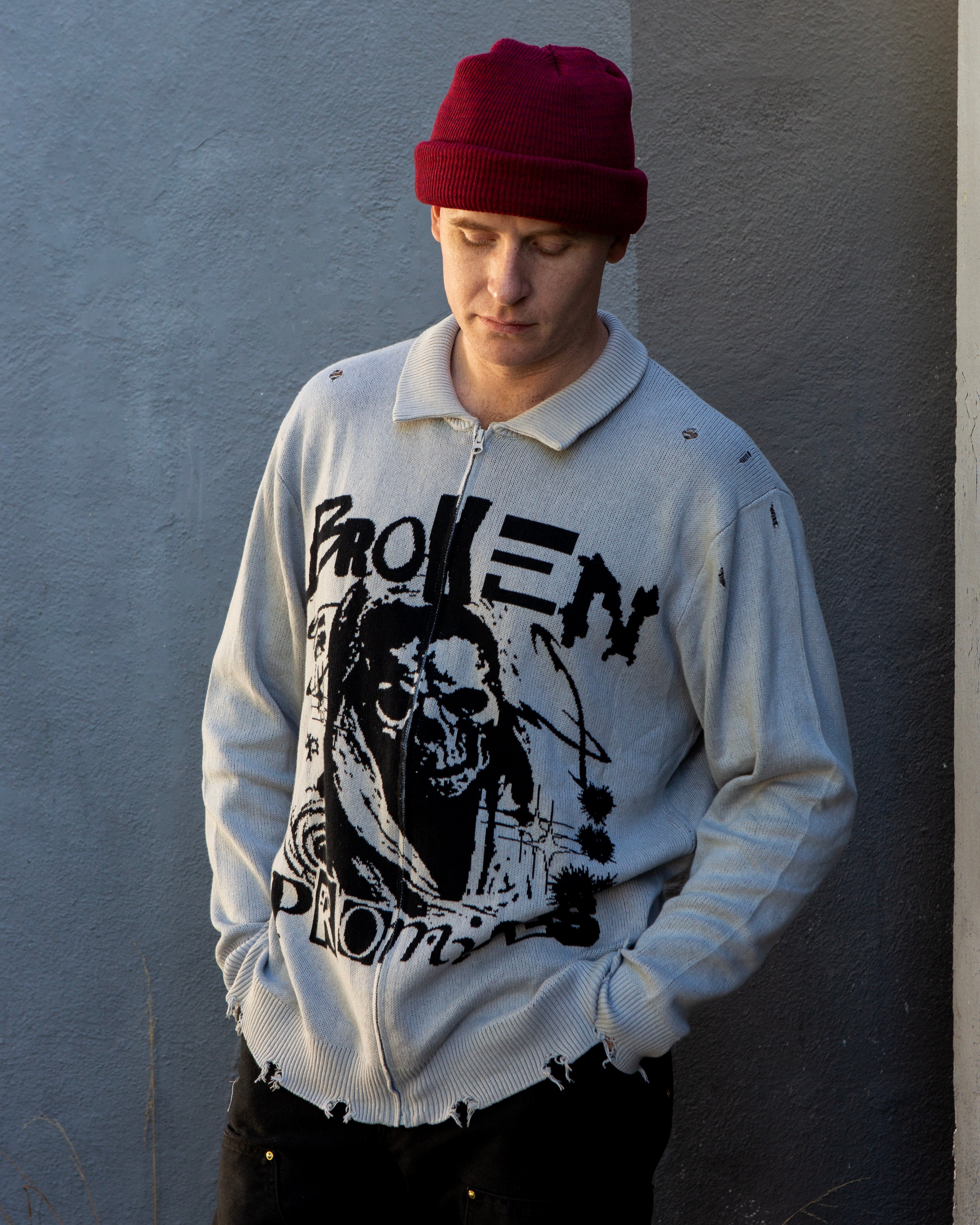 Creeper Destroyed Zip Sweater