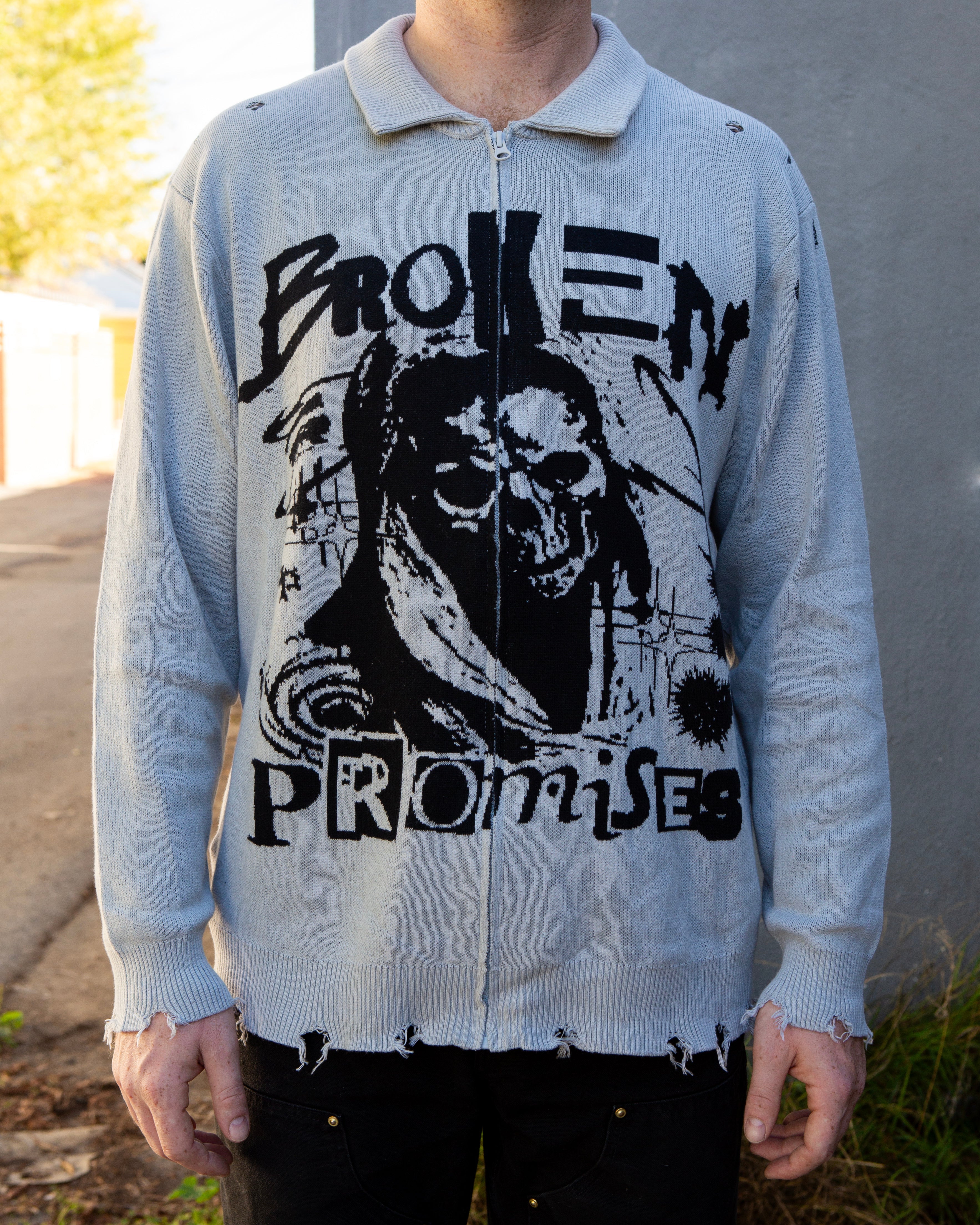 Creeper Destroyed Zip Sweater