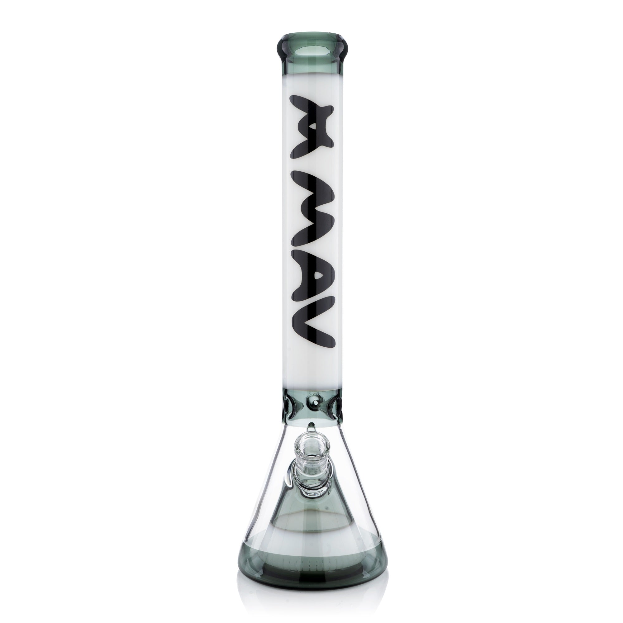 MAV Glass 18 Inch Two Tone Slitted Pyramid Beaker #color_white-and-transparent-black