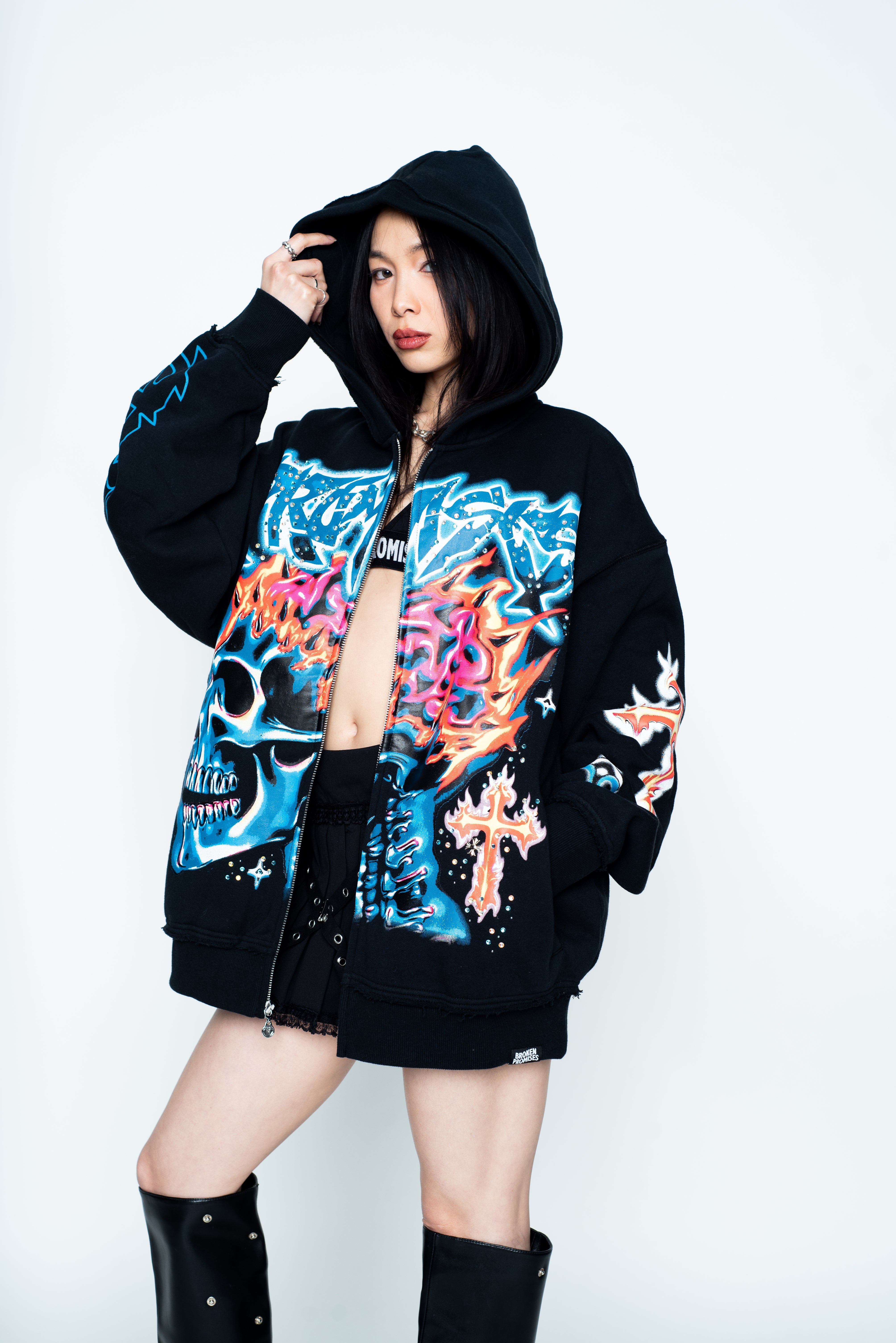 Numbskull Rhinestone Zip Hoodie