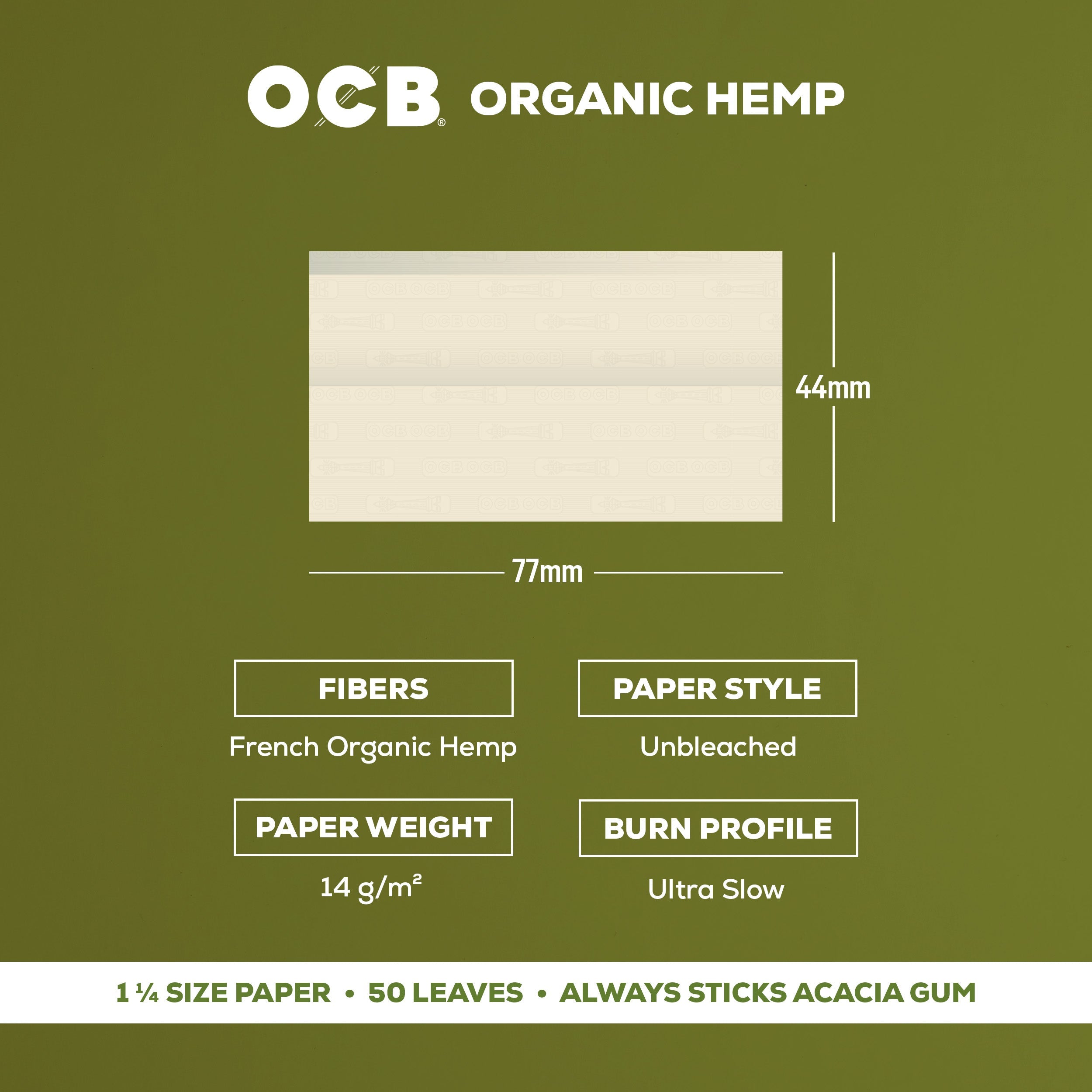 Organic Hemp 1¼ Papers + Tips, Booklet