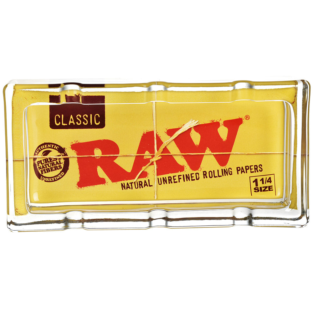 RAW rolling paper pack with yellow and red design