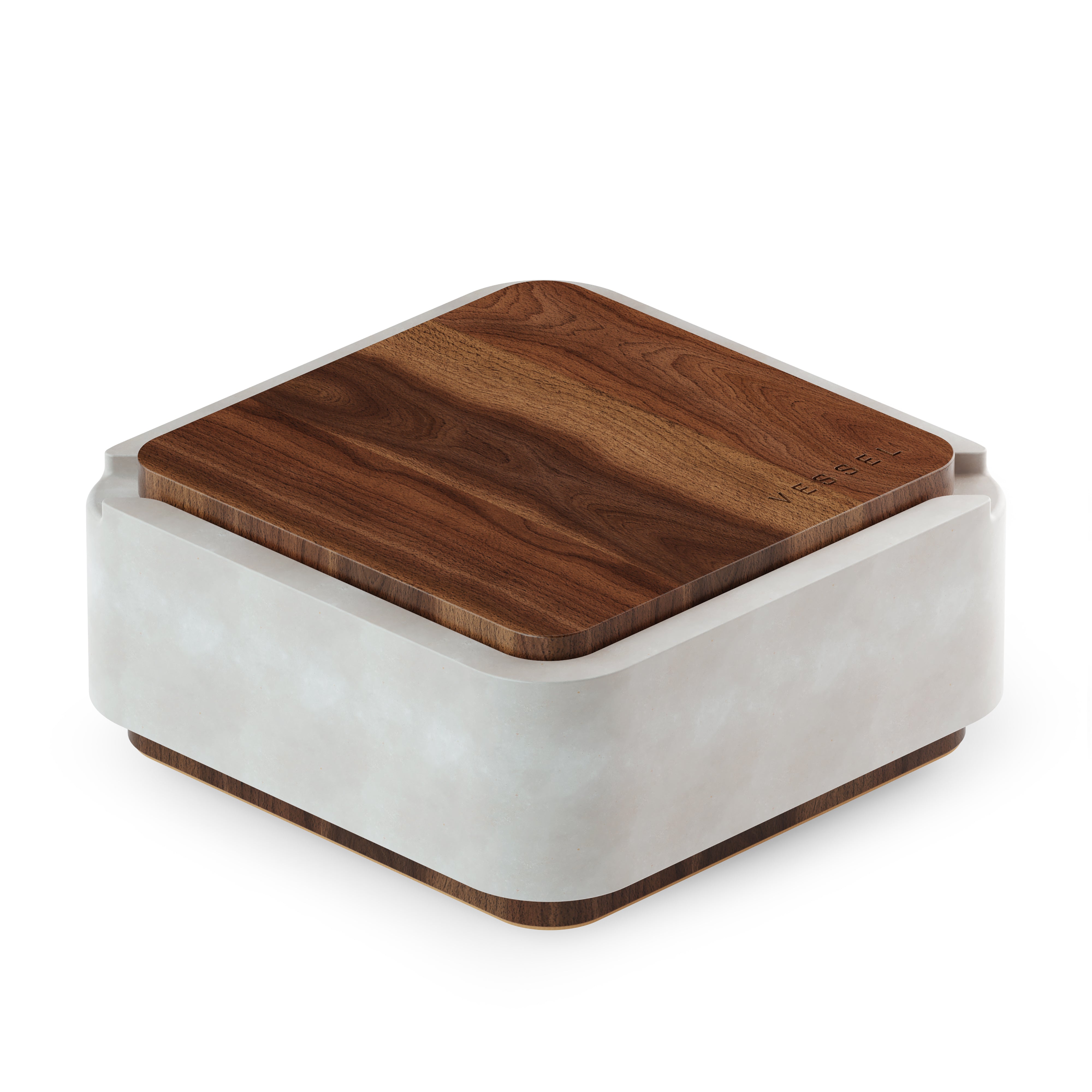 Vessel Ash storage box and ash tray with modern design #color_walnut