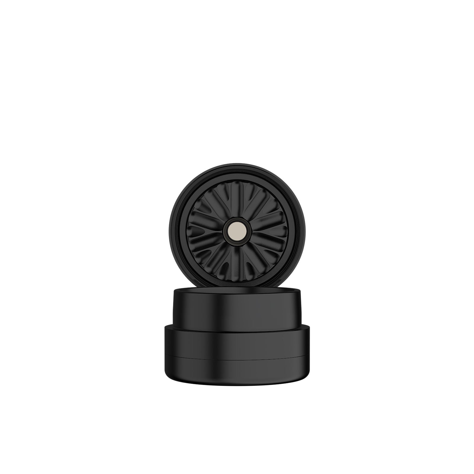 Compact 3-piece Flower Mill grinder with magnetic top and pollen chamber #color_black