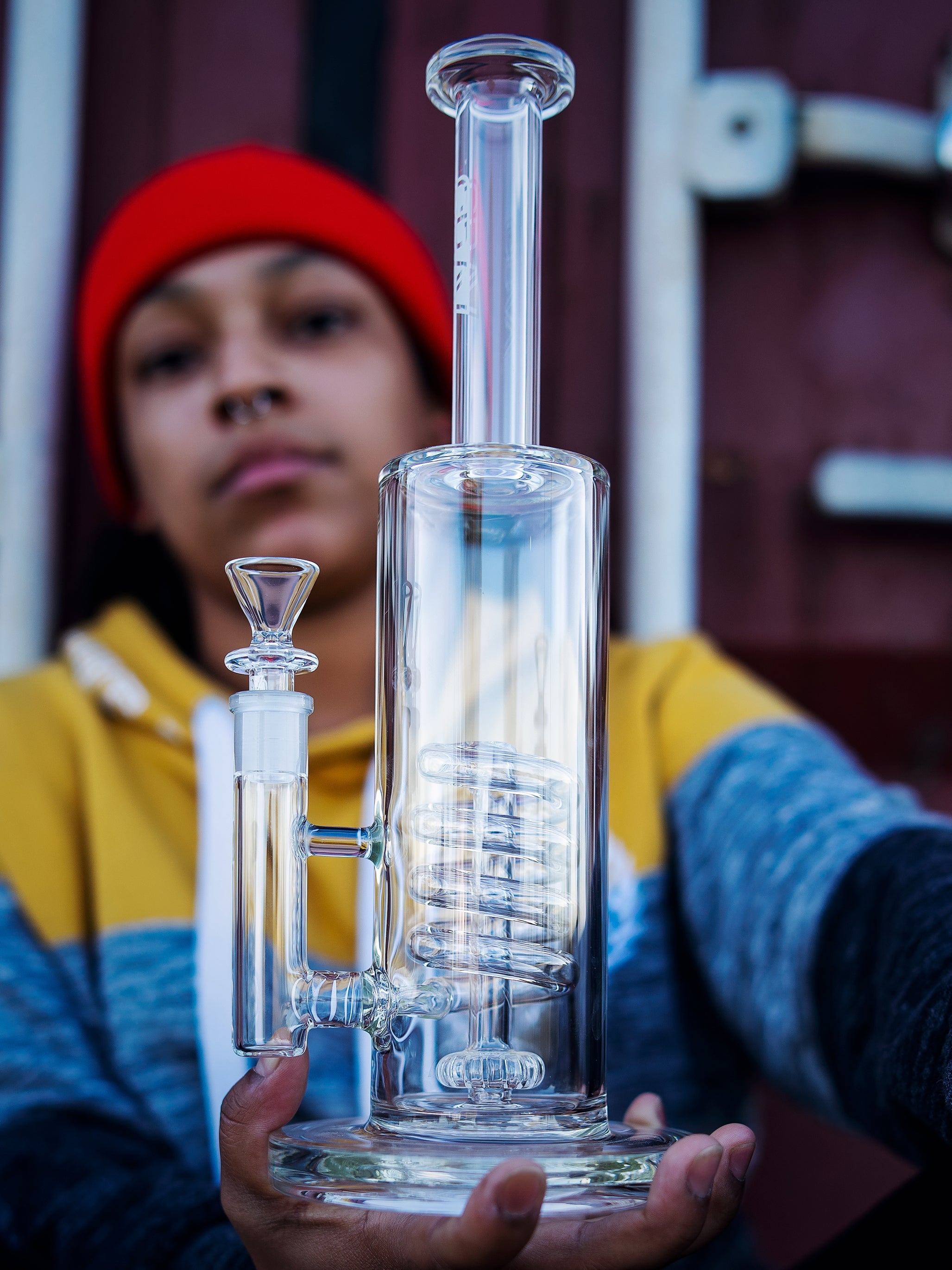 Clear Coil Showerhead Bong