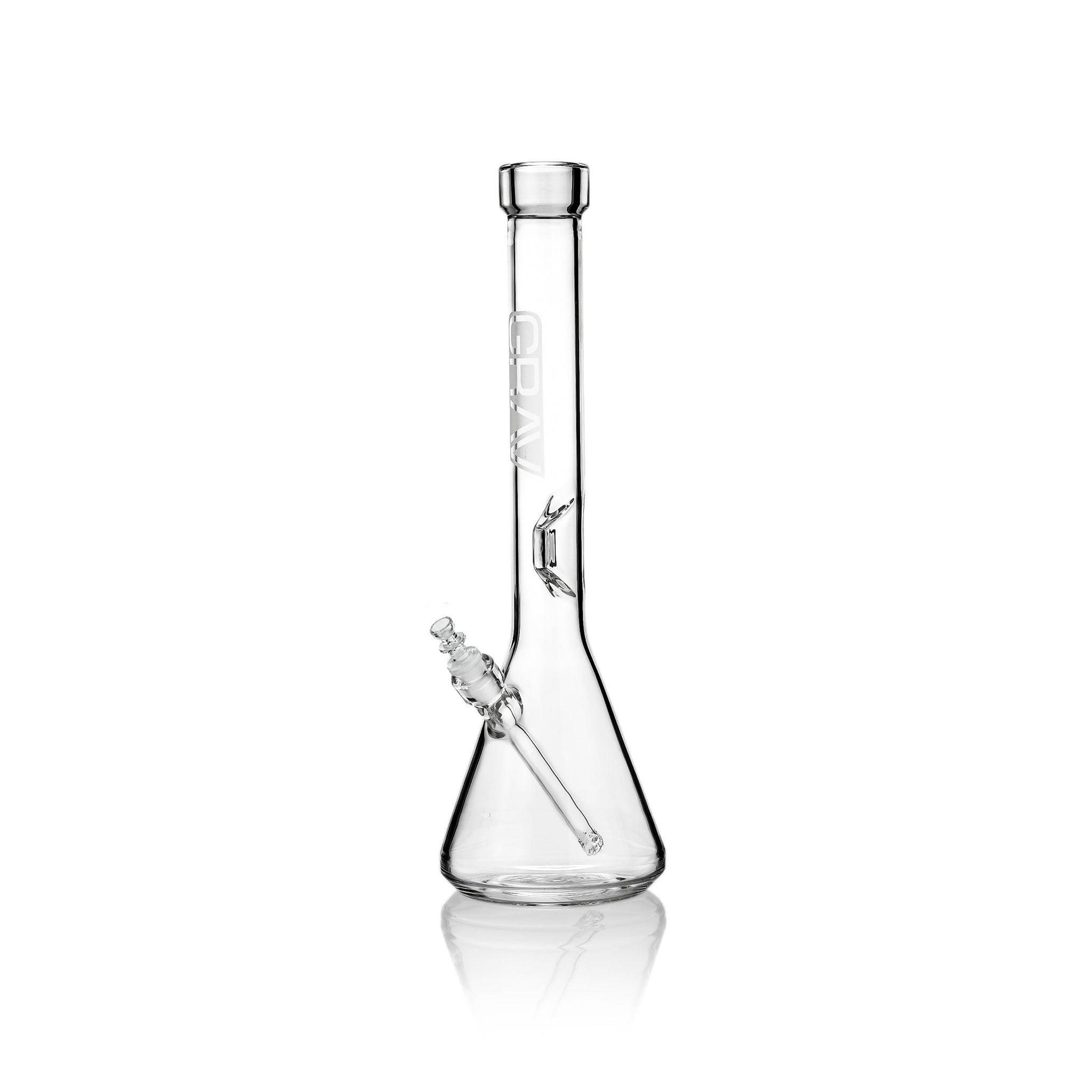 Clear glass beaker with fission downstem diffuser and ice pinch