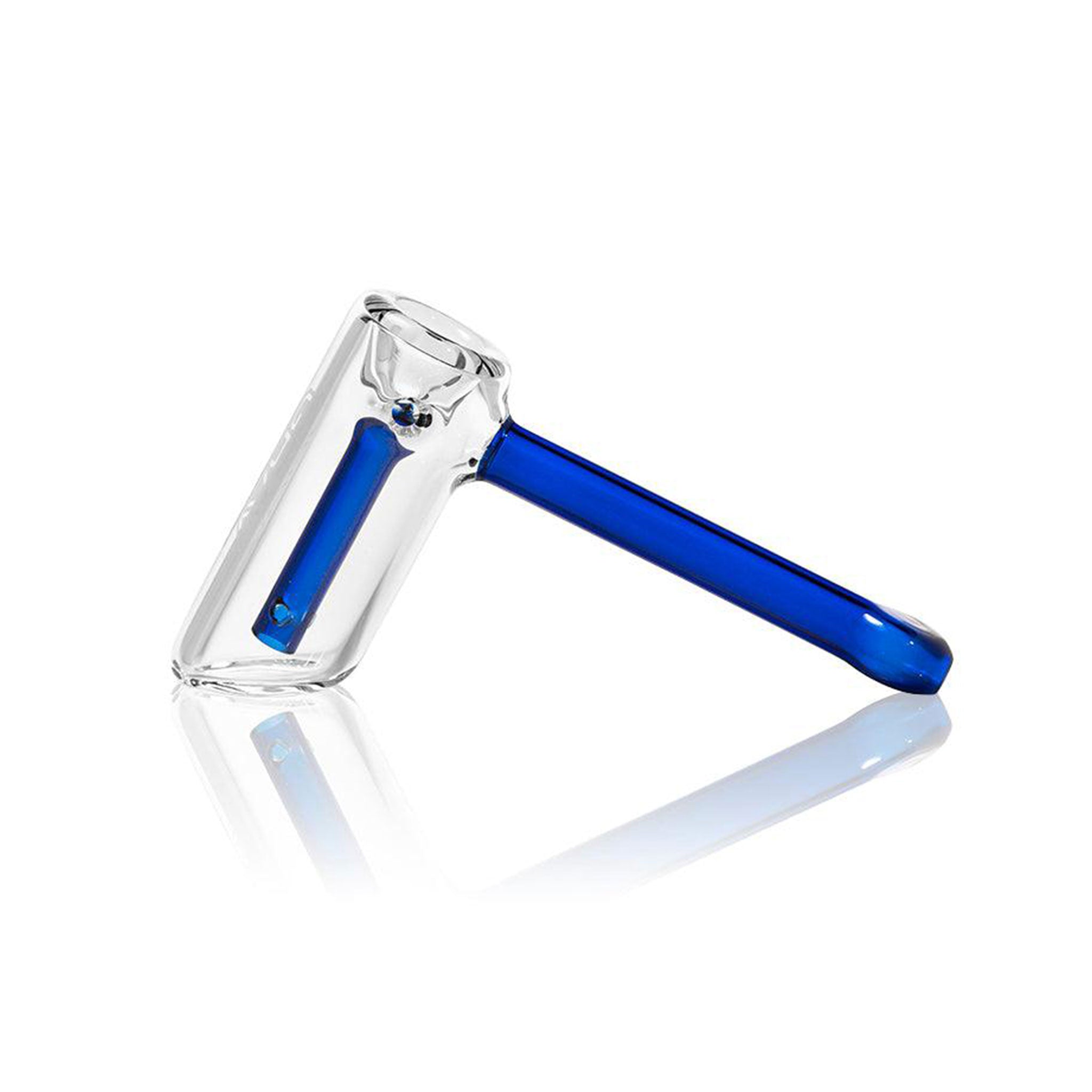 Mini Hammer Bubbler clear glass with fission downstem diffuser #color_blue