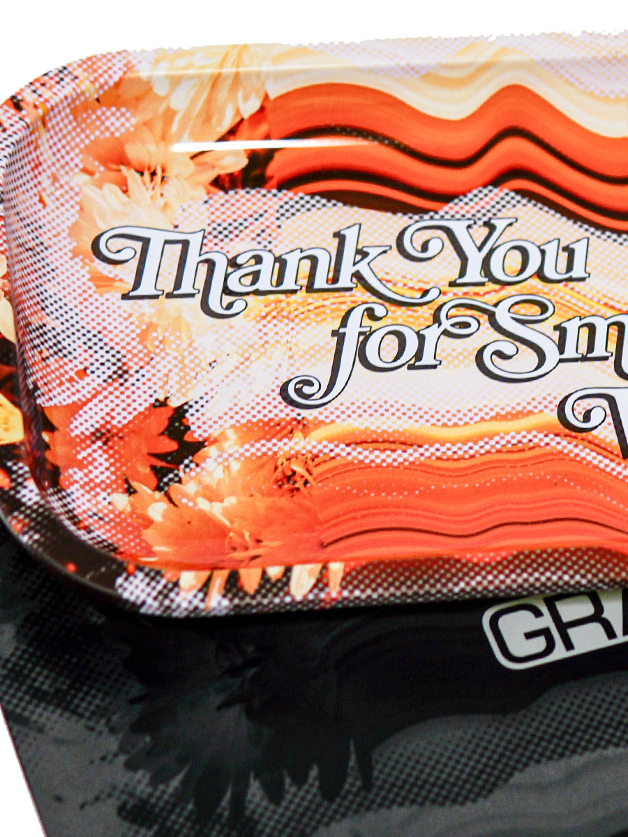 Durable GRAV metal rolling tray with removable magnetic cover