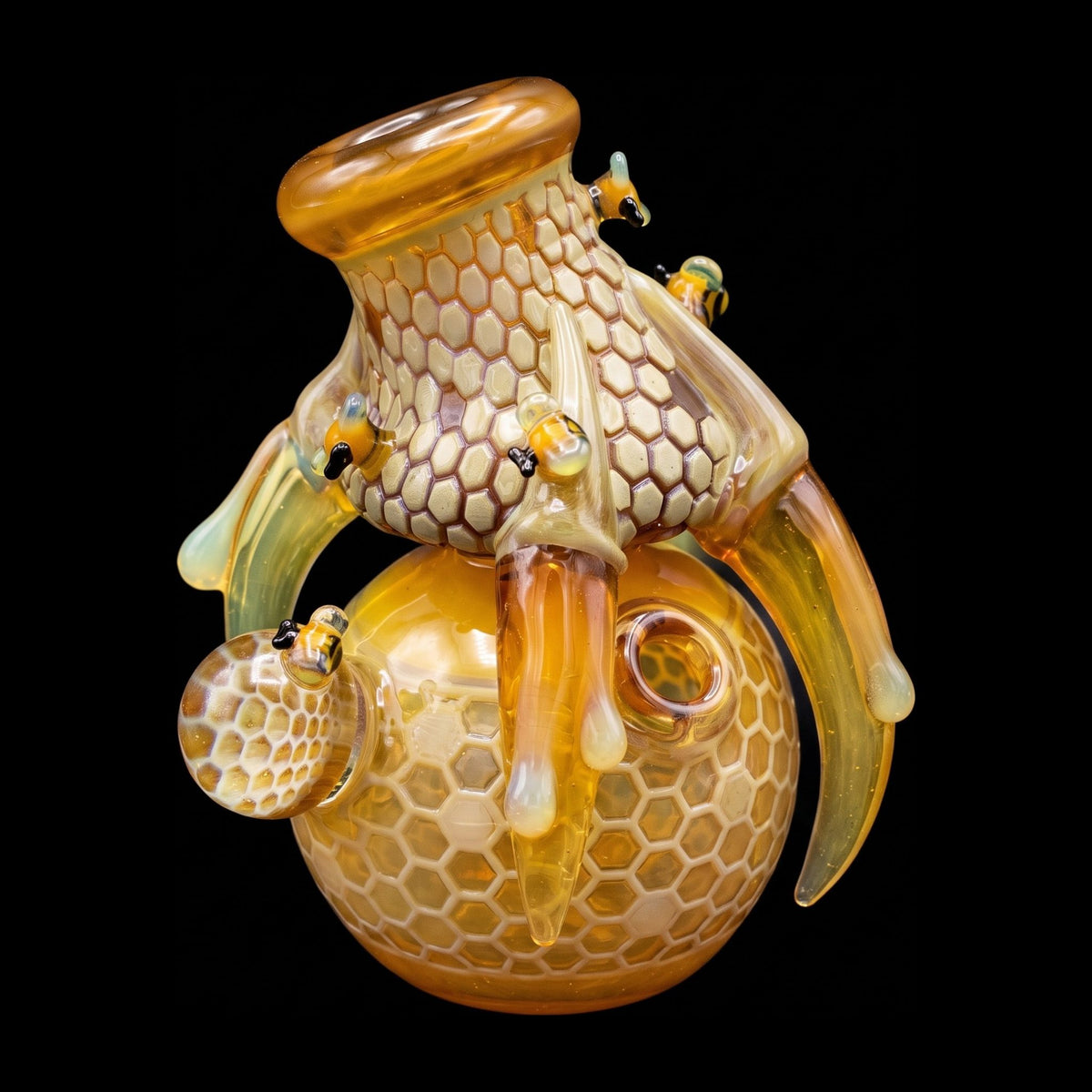 Joe P x Mike Luna Dragon Honey Claw, honeycomb hive gripped by dragon claws with bee details