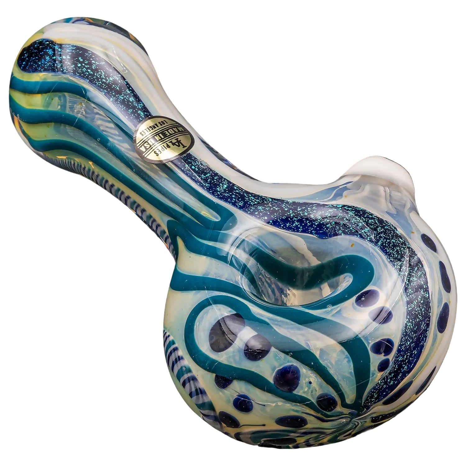 la-pipes-pancake-dichroic-spoon-blue-stripe-front-angle