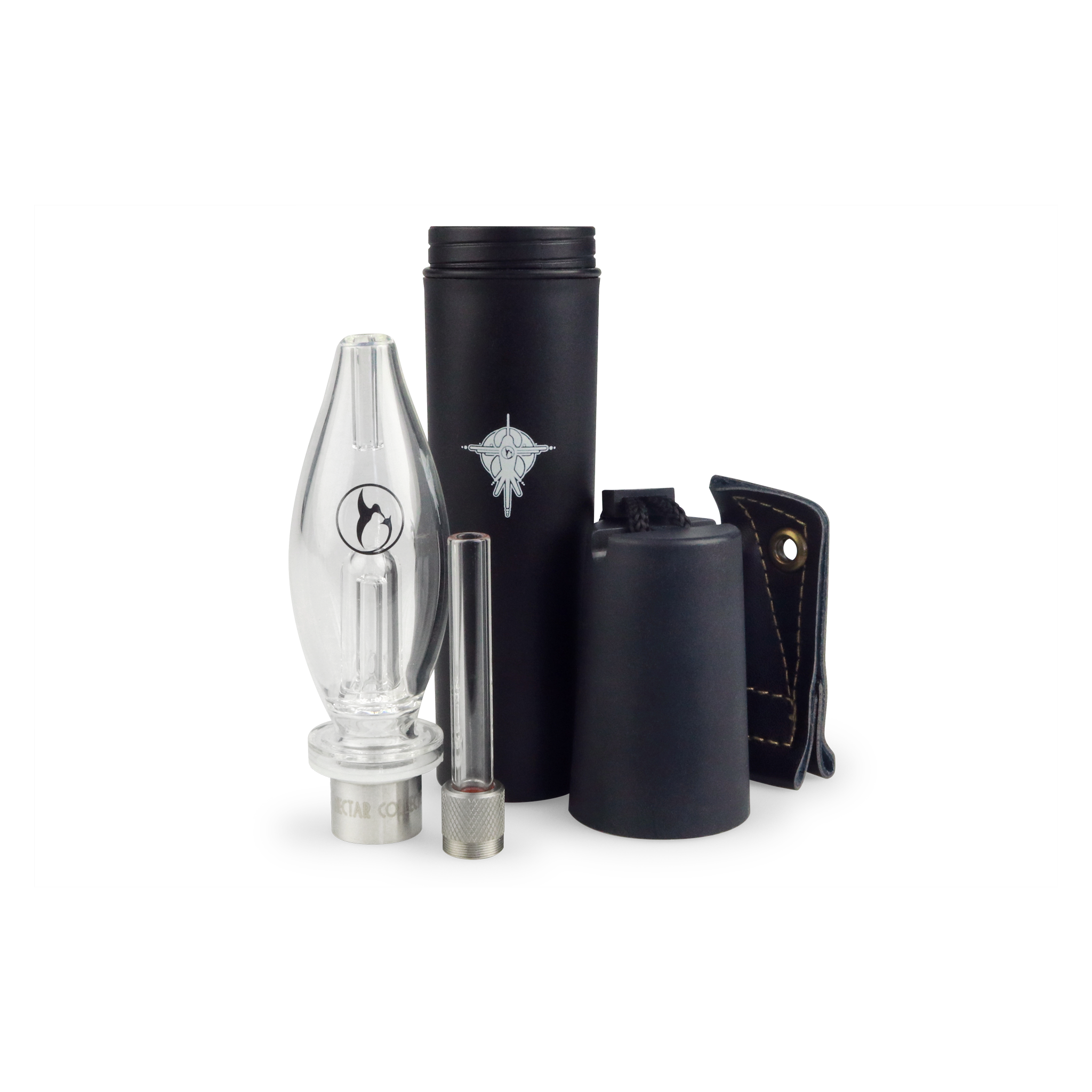 Portable glass dab straw with carrying case and lanyard