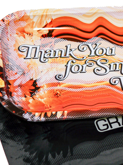 Durable GRAV metal rolling tray with removable magnetic cover 