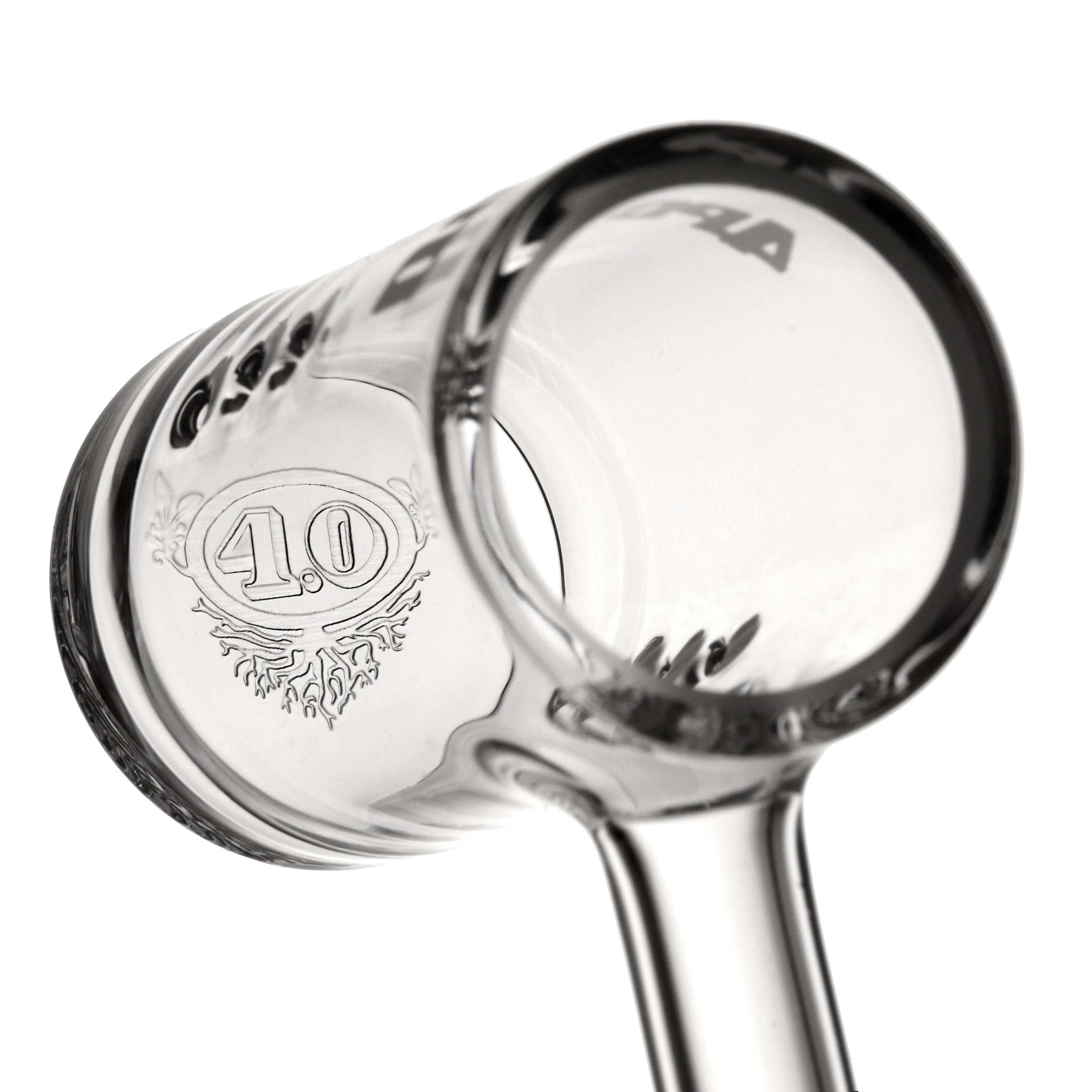 4.0 Glass T6 quartz nail with six angled airflow holes for maximum spin