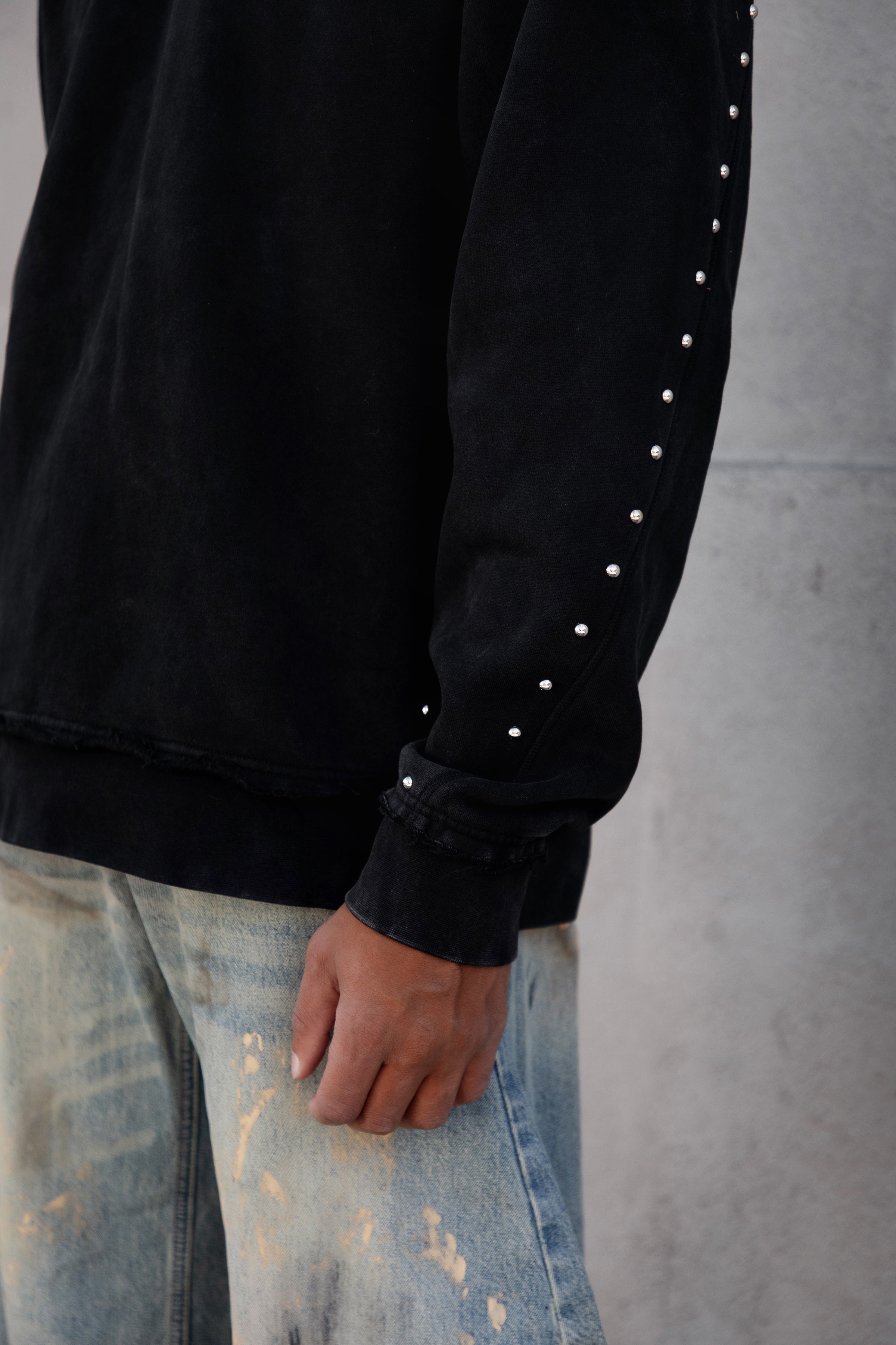 Adorned Crew Neck Sweatshirt Washed