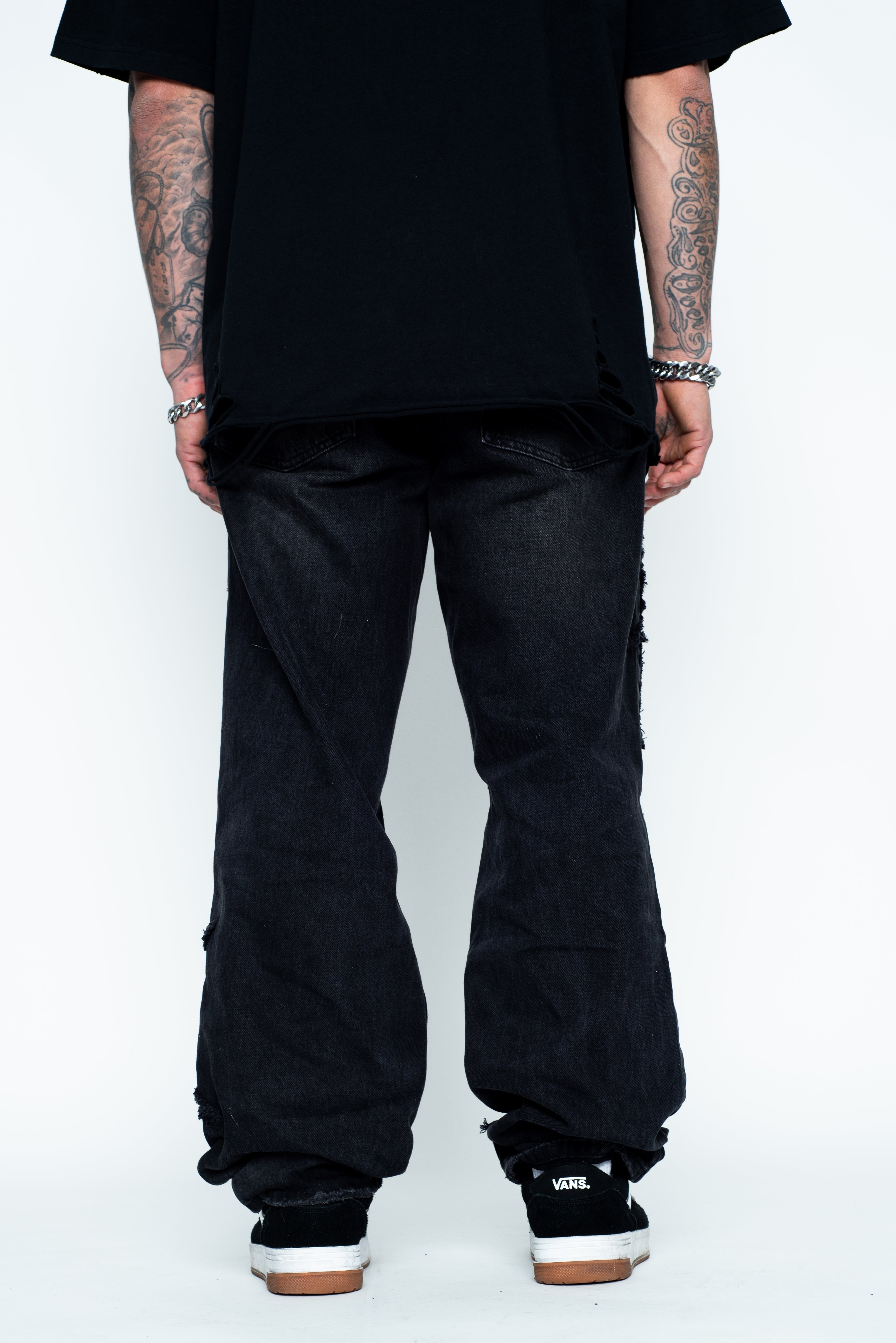 Barbed Applique Baggy Denim