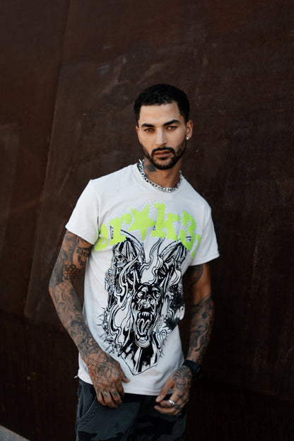 Beware Rhinestone Tee Grey