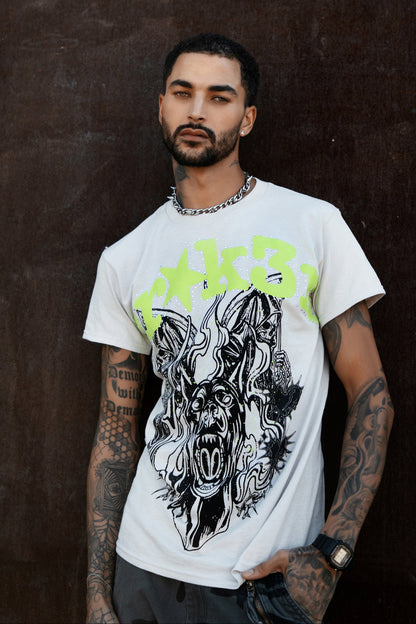 Beware Rhinestone Tee Grey