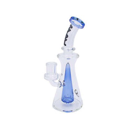 Clear glass pyramid dab rig with bent neck design 