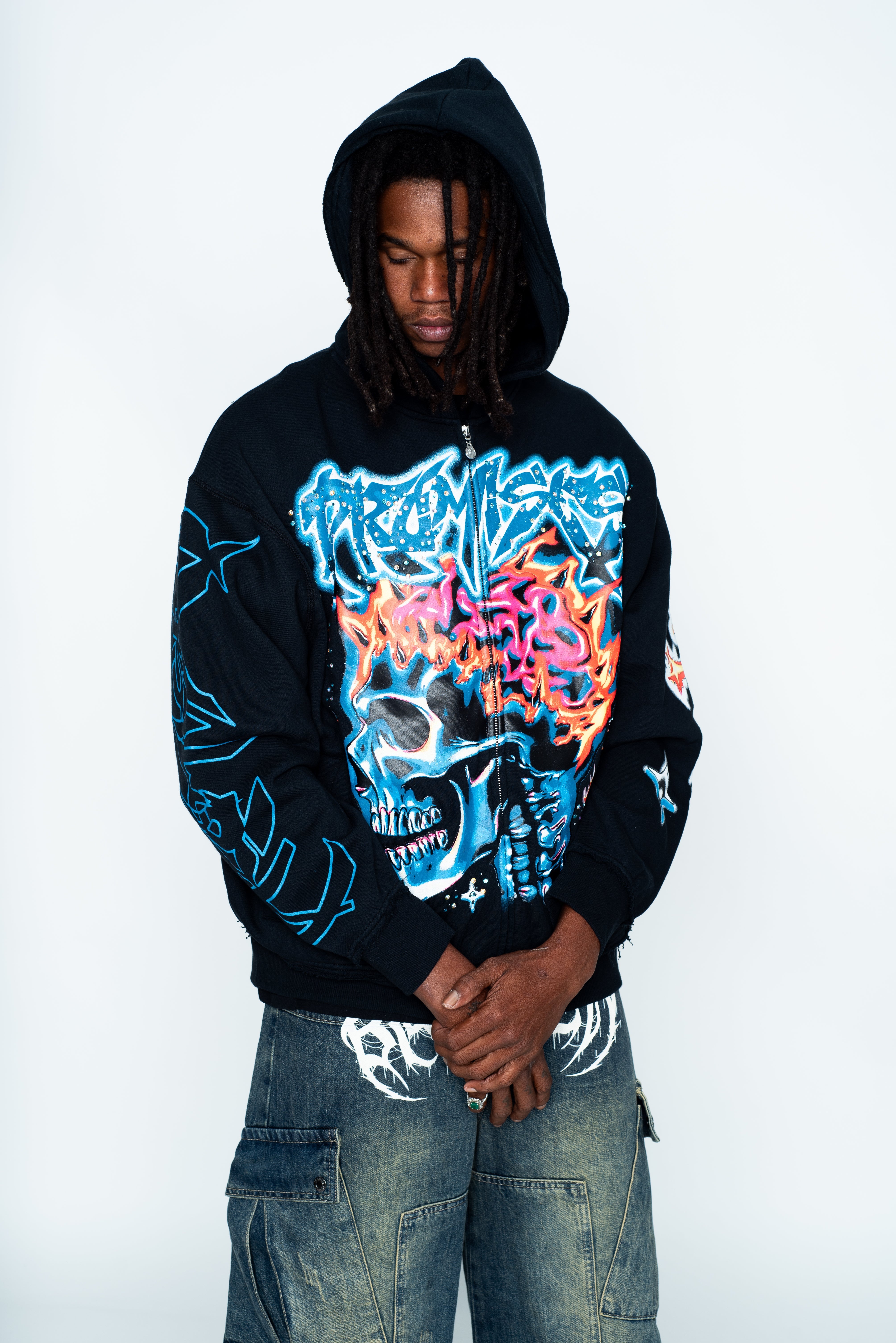 Numbskull Rhinestone Zip Hoodie