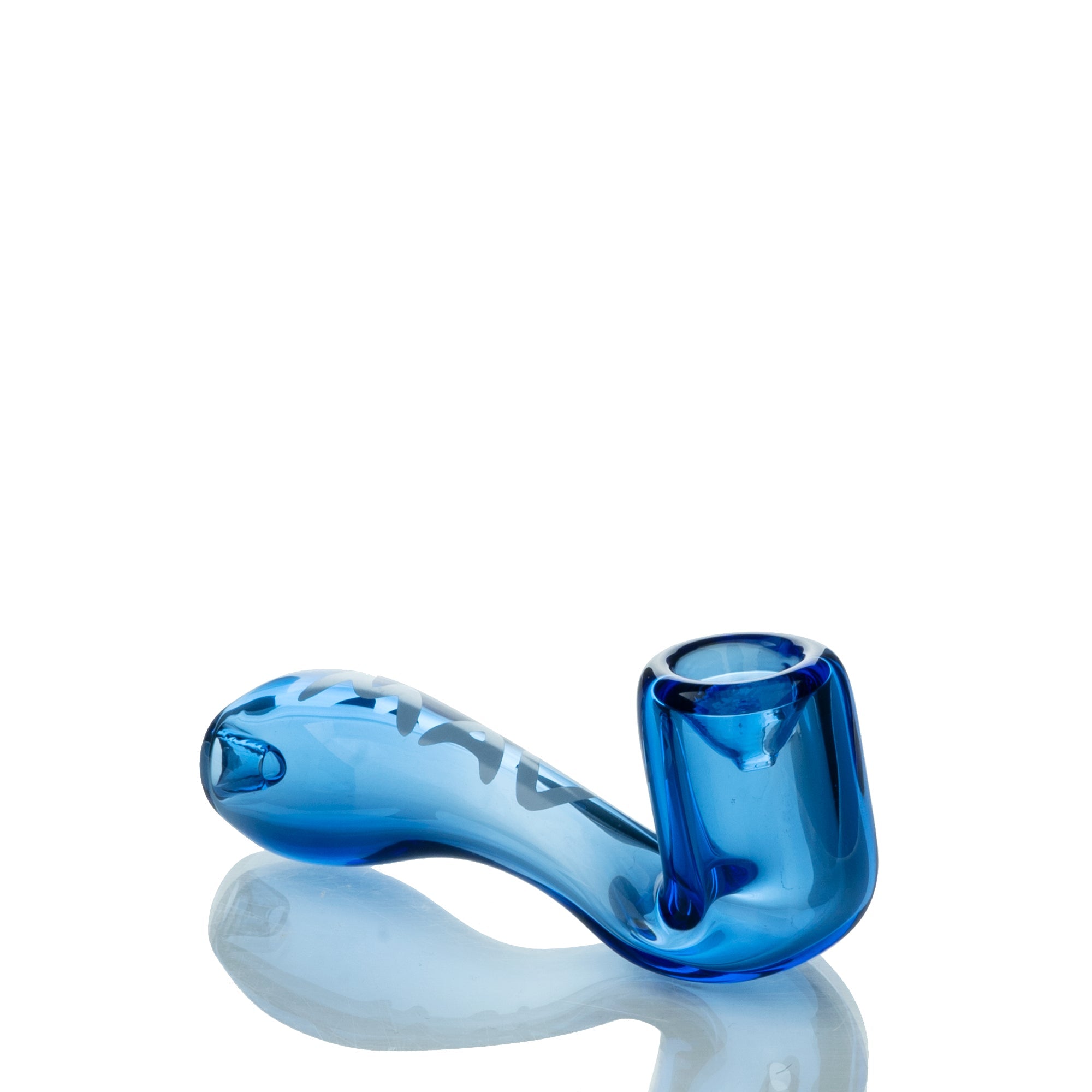 Blue Compact handheld glass piece with curved design#color_ink-blue