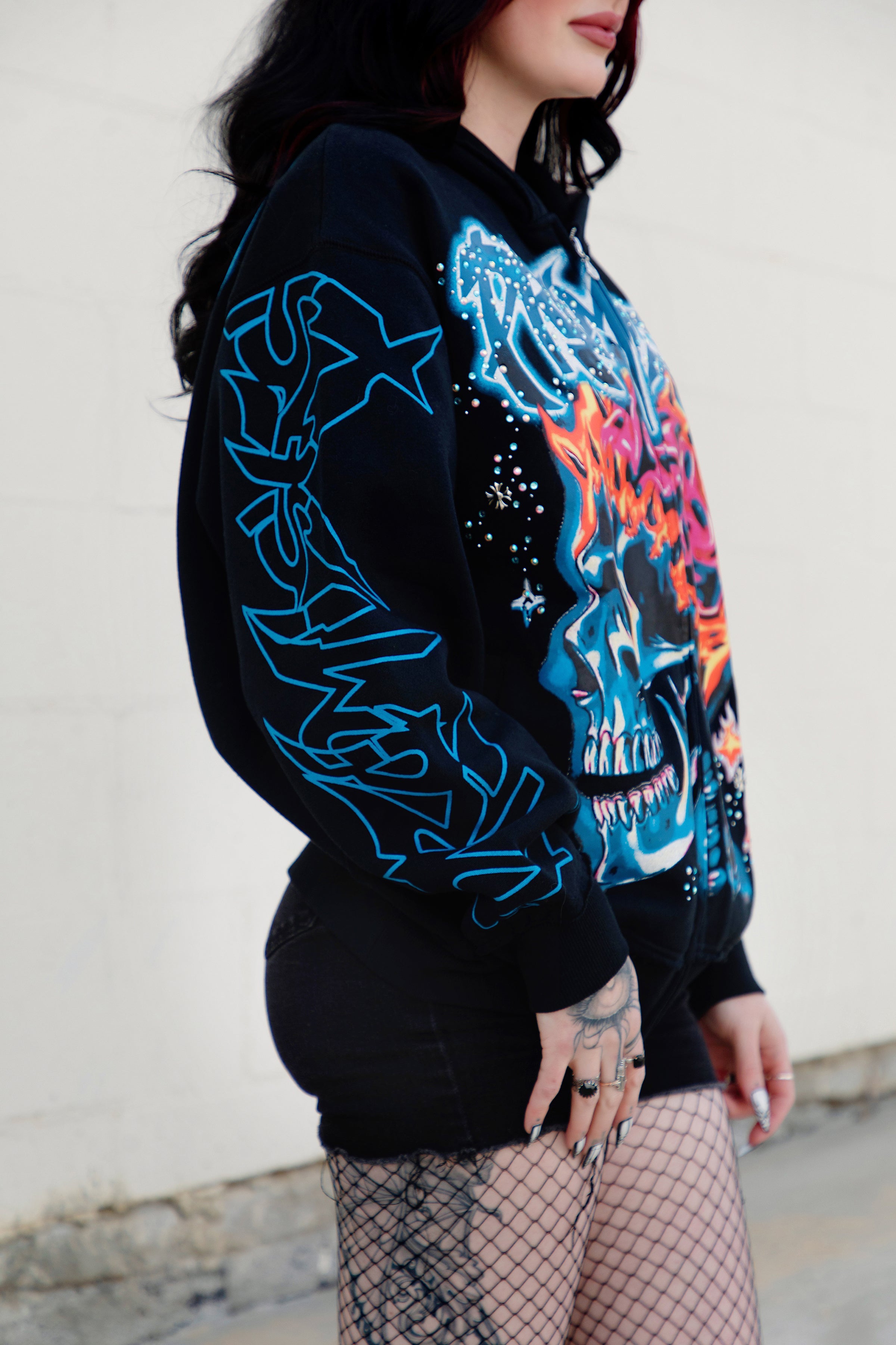 Numbskull Rhinestone Zip Hoodie