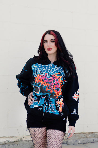 Numbskull Rhinestone Zip Hoodie