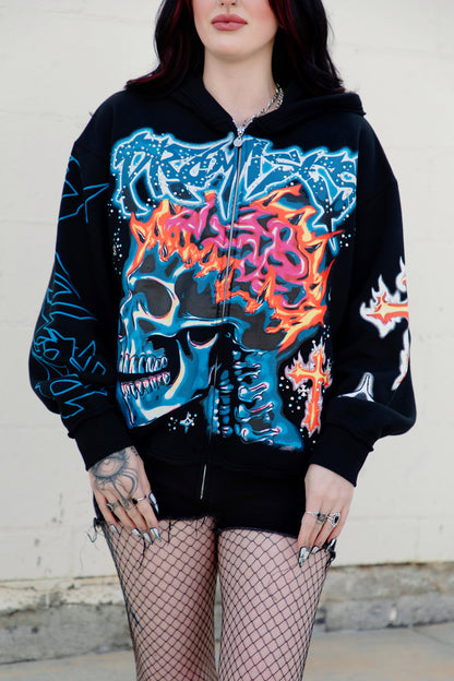 Numbskull Rhinestone Zip Hoodie
