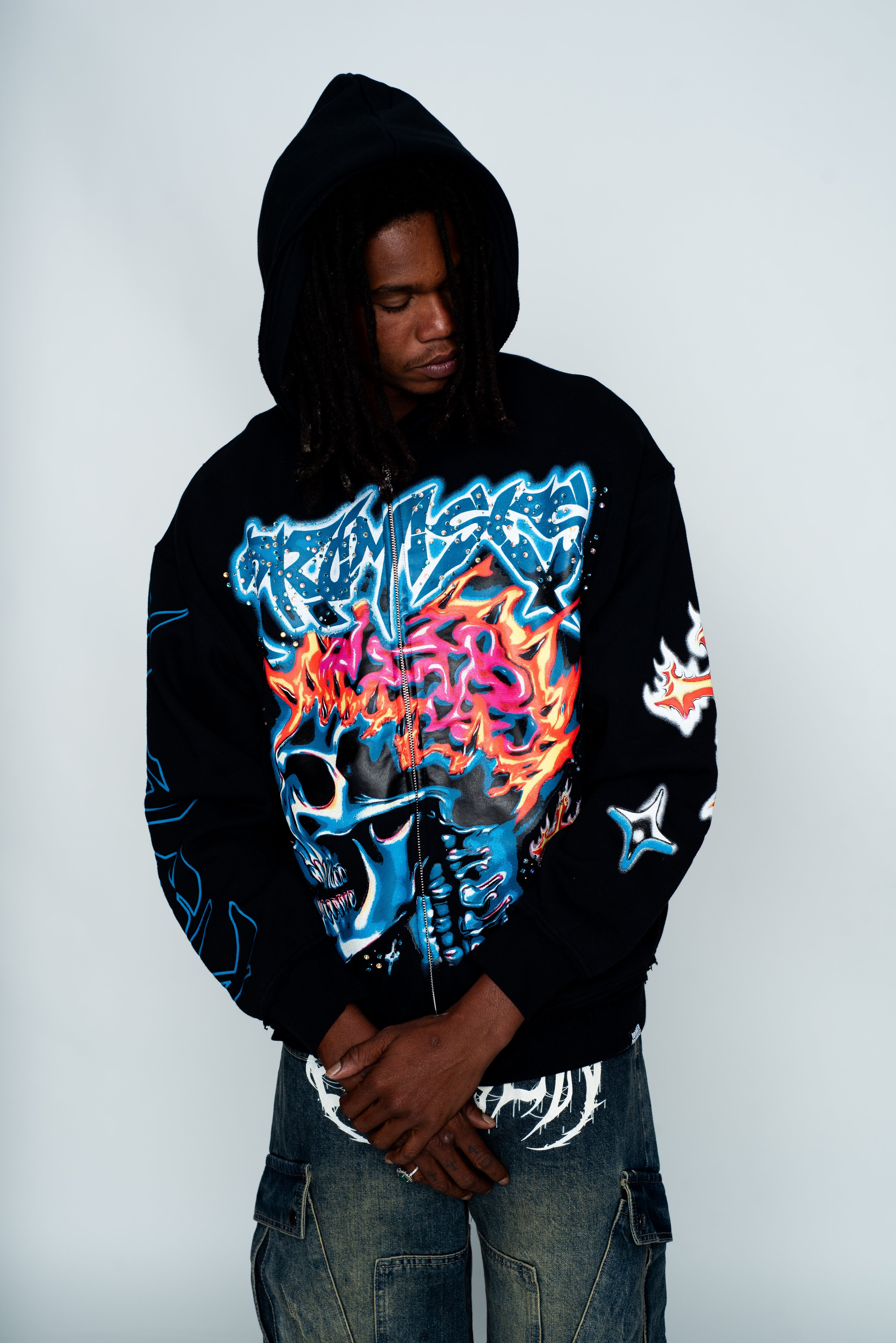 Numbskull Rhinestone Zip Hoodie