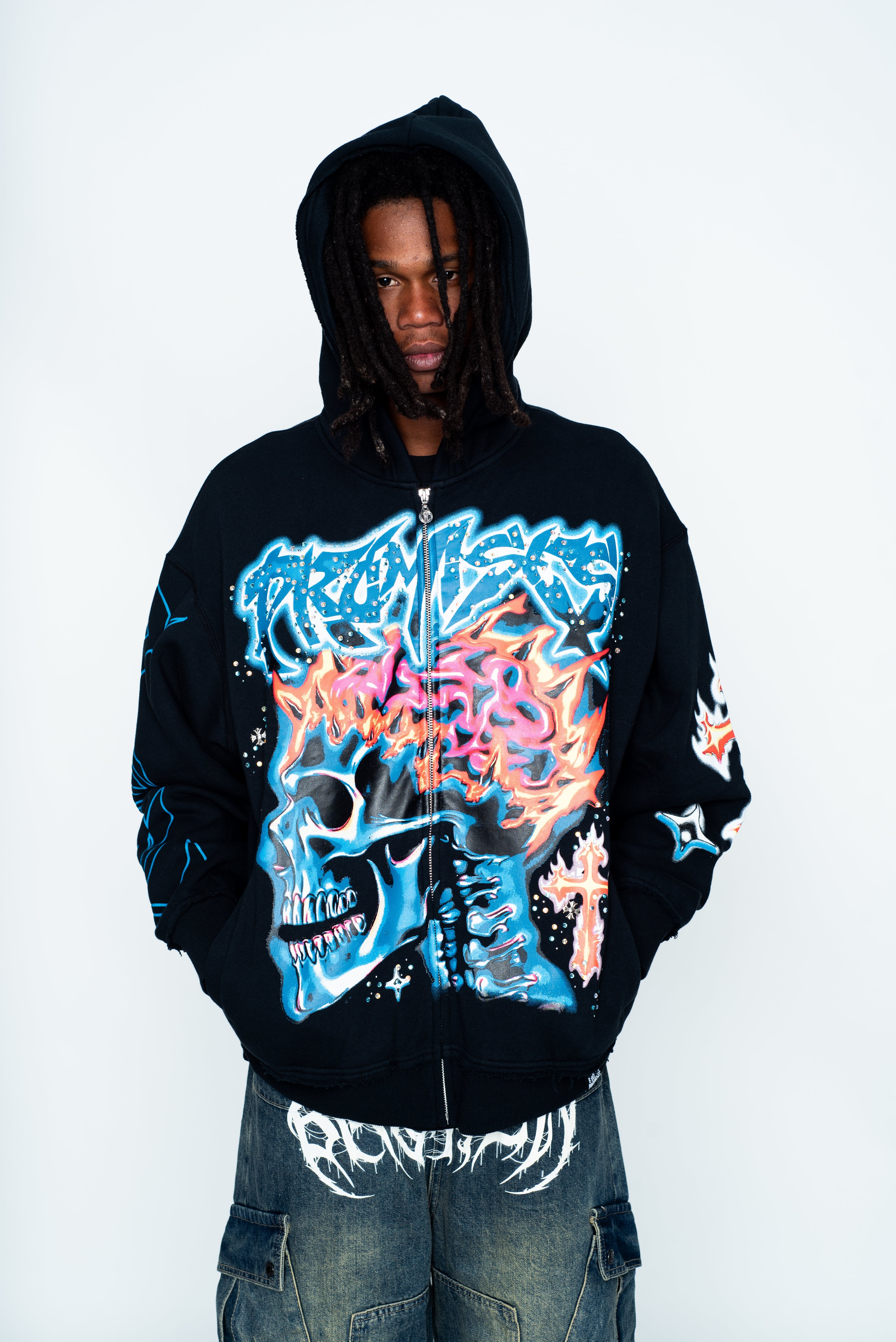 Numbskull Rhinestone Zip Hoodie