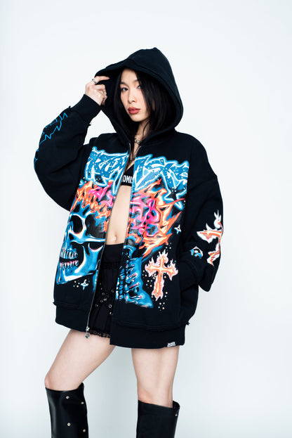 Numbskull Rhinestone Zip Hoodie