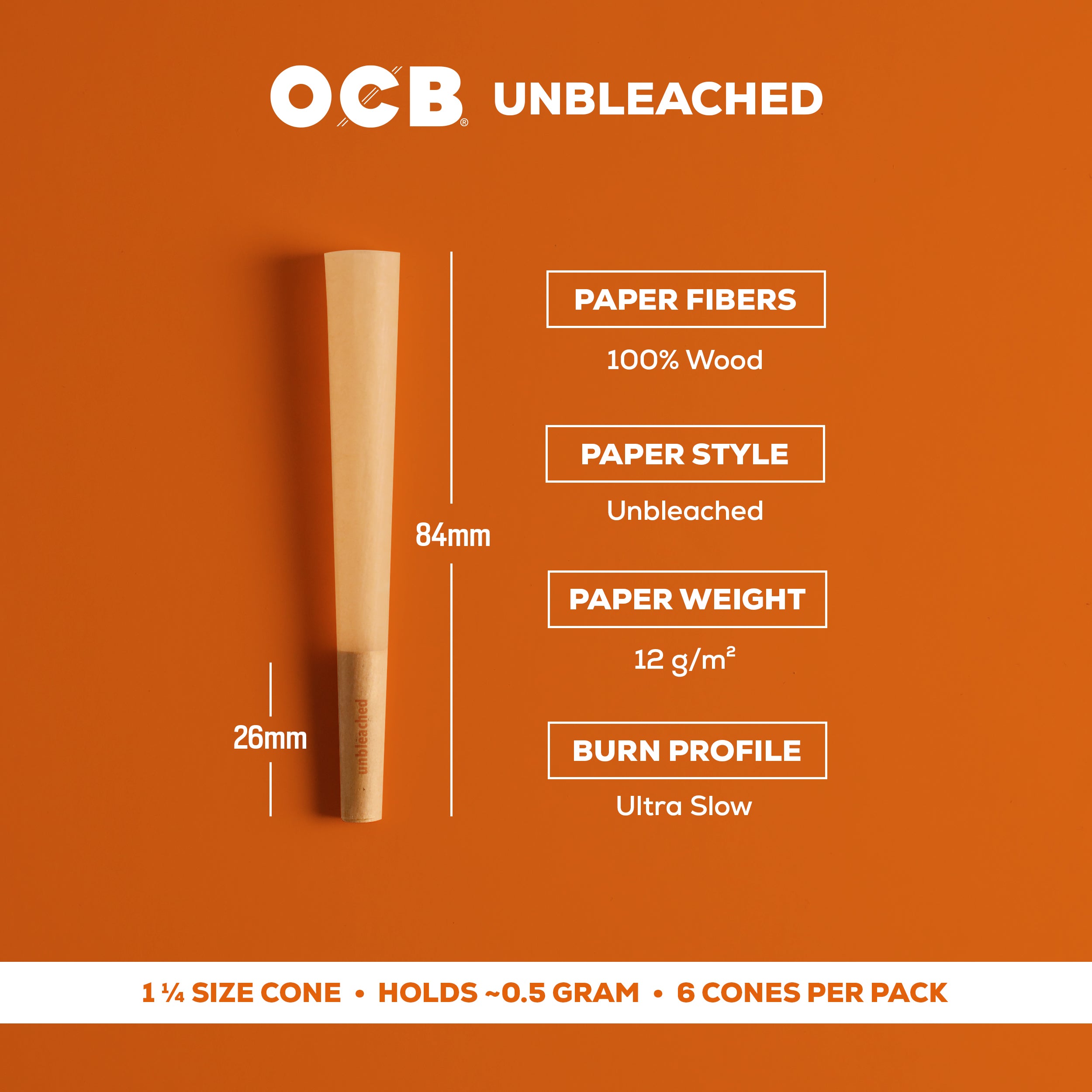 Unbleached 1¼ Cones, Single