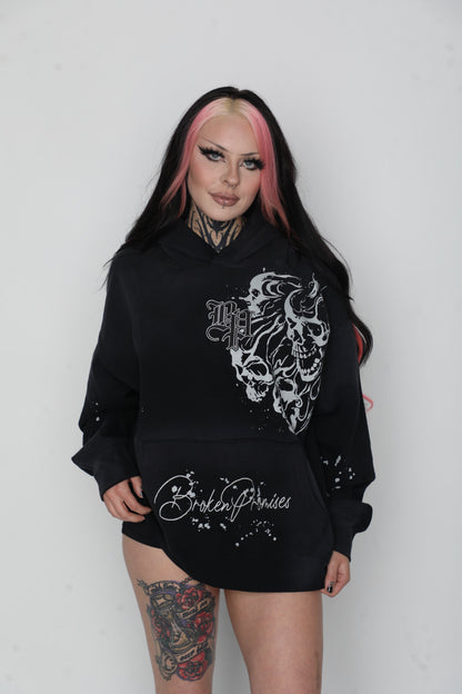 Storm of Chaos Embroidered Washed Hoodie