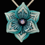 Pinstriped Flower Pendant - Aqua