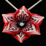 Pinstriped Flower Pendant - Red