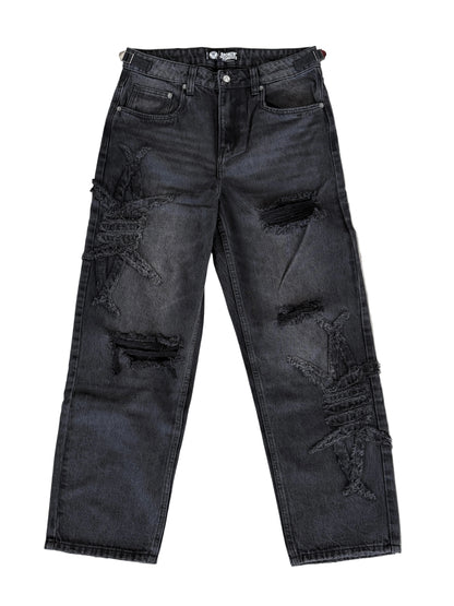 Barbed Applique Baggy Denim