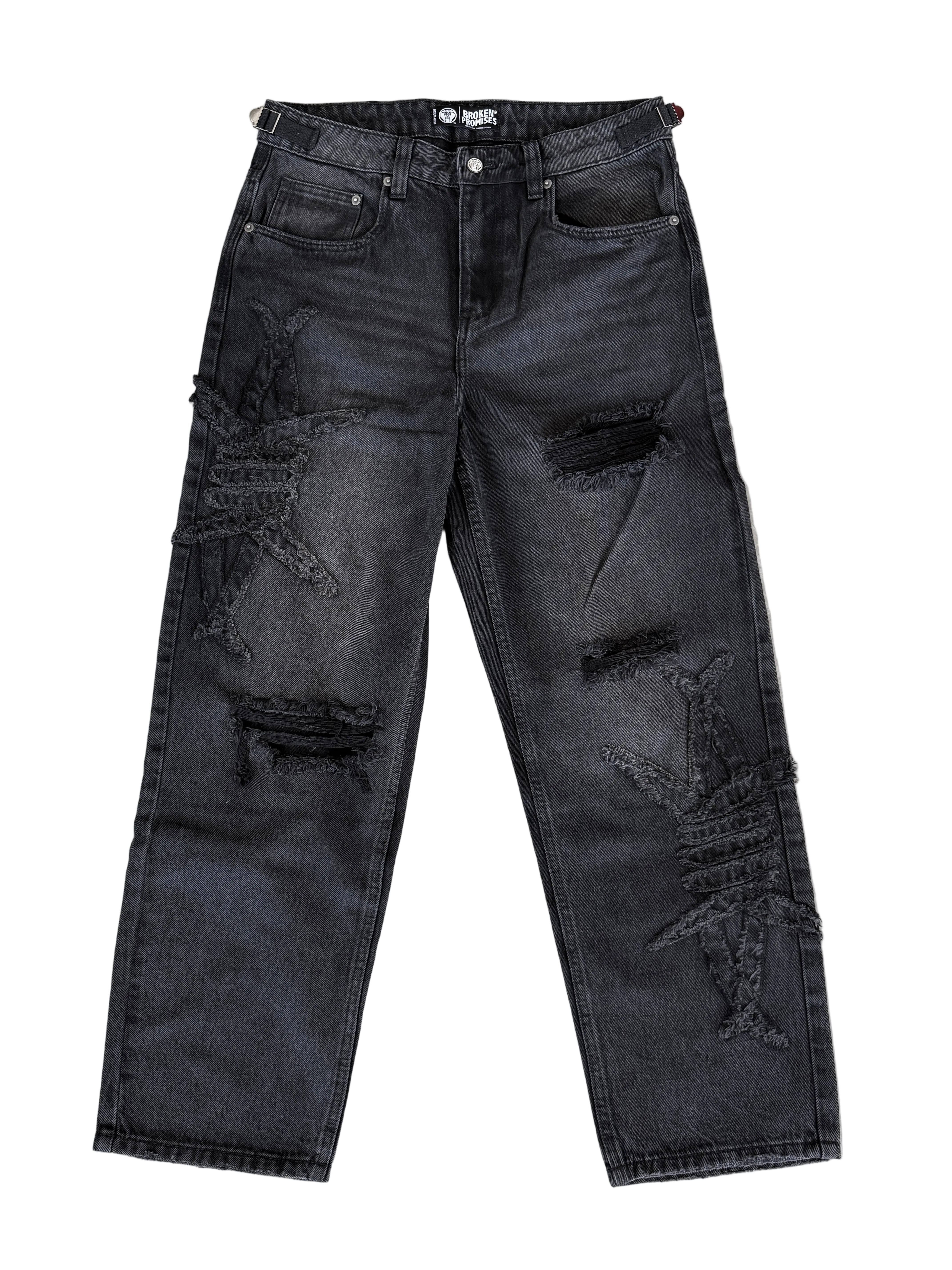 Barbed Applique Baggy Denim
