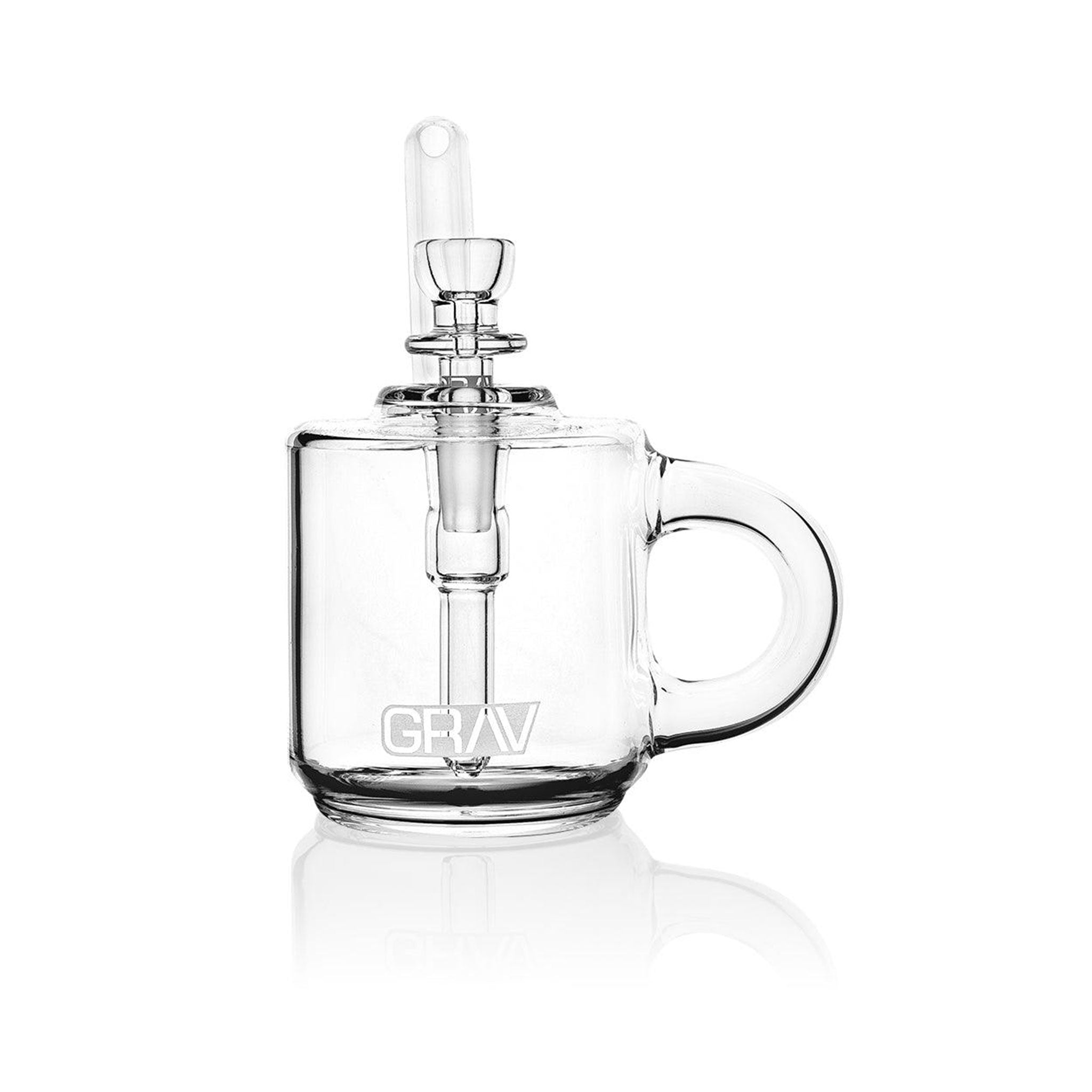 Coffee Mug Pocket Bubbler clear glass with built-in handle 