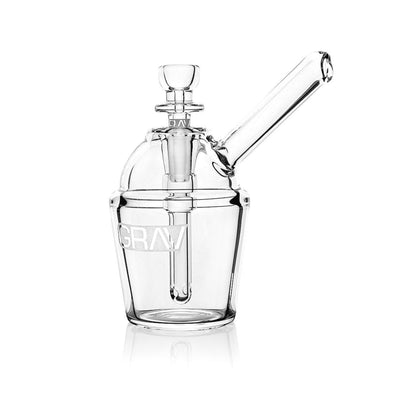 Slush Cup Pocket Bubbler clear glass mini water pipe with angled mouthpiece 