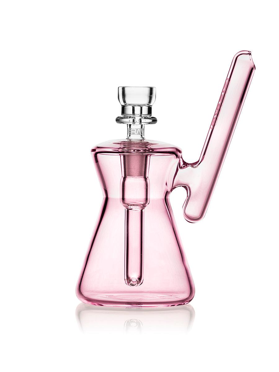Pink Hourglass Bubbler water pipe with 10mm female joint and cup bowl