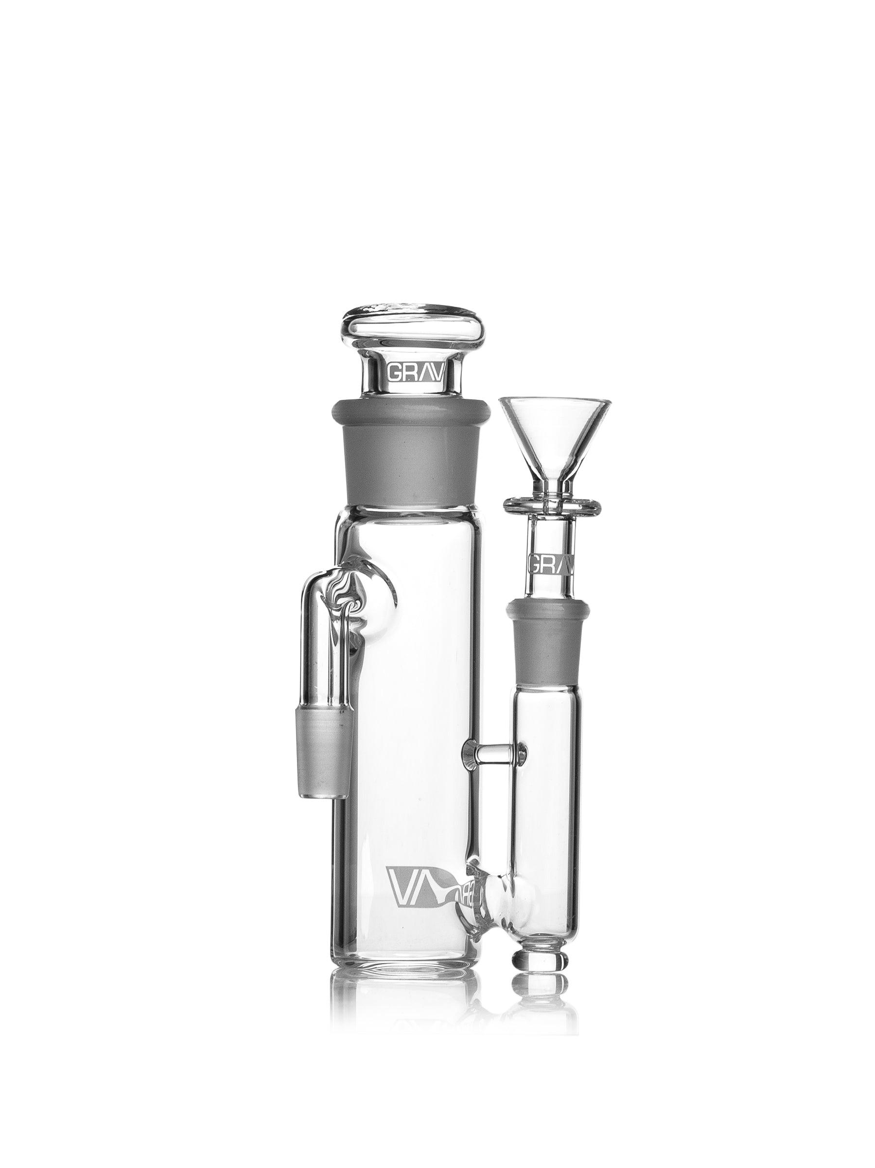 Clear glass ash catcher with removable lid for ice and water