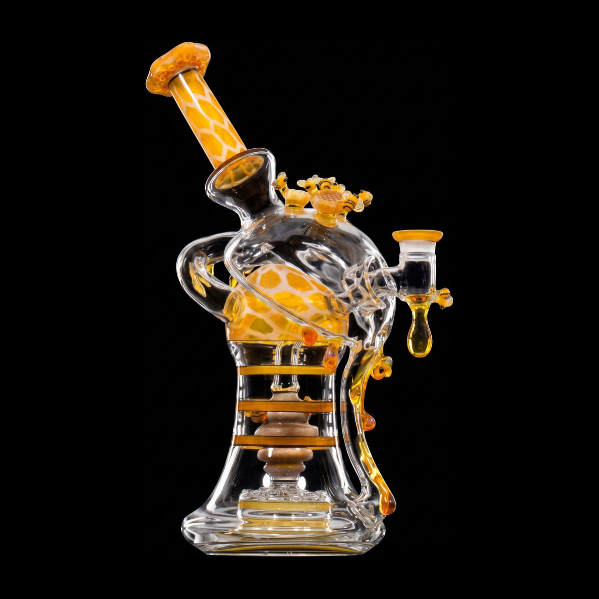 Prototype Biosphere by Joe P x spgatx, a recycler with a honeycomb sphere, dripping honey and glass bees