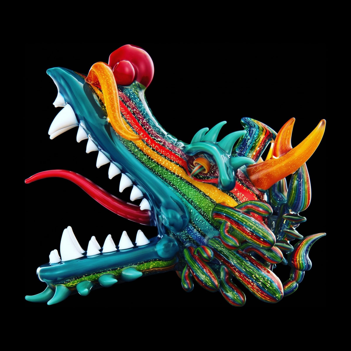 Rainbow Dragon Head by Joe P x Darby Holm, side view