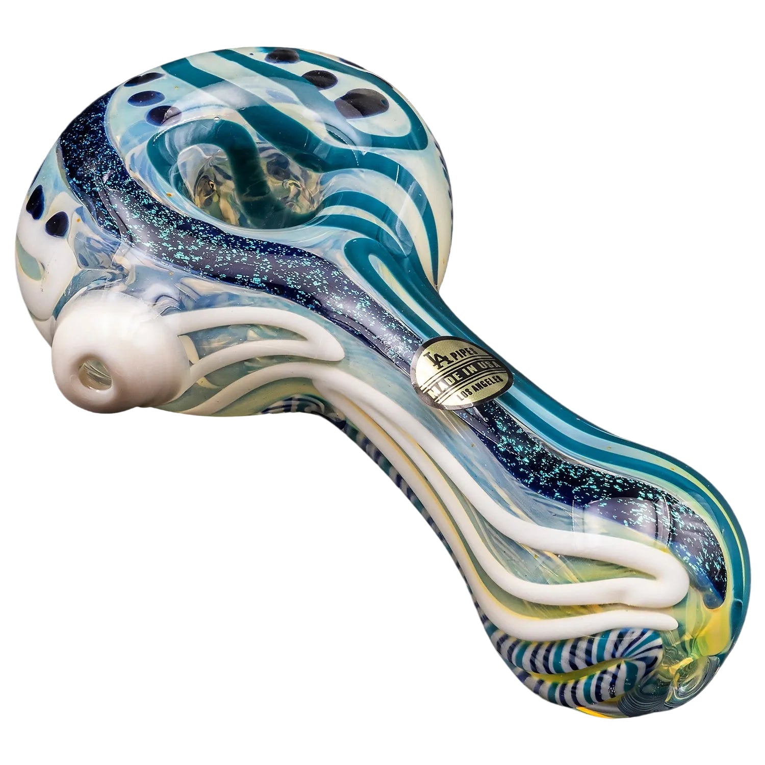 la-pipes-pancake-dichroic-spoon-blue-stripe-top-angle