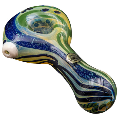 la-pipes-pancake-dichroic-spoon-green-stripe-top