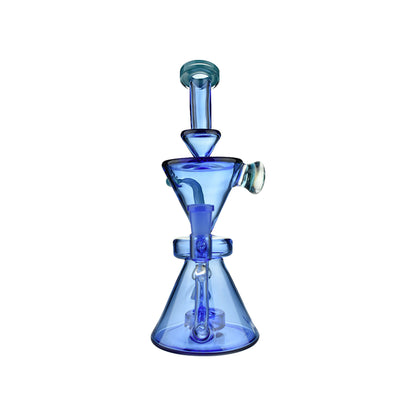 The Beverly SUBTL Collab Hourglass Recycler Blue glass water pipe with 14mm female joint