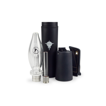 Portable glass dab straw with carrying case and lanyard