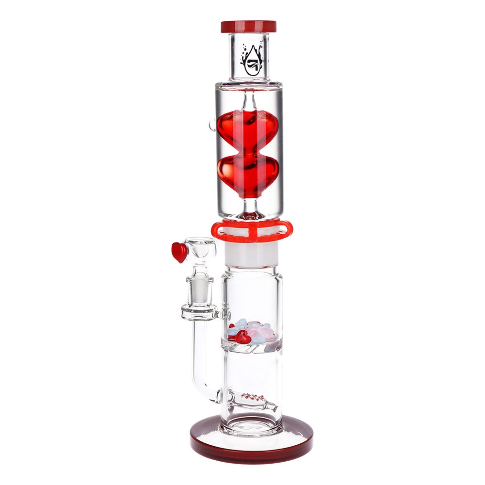 Glycerin Hearts Waterpipe with Gem Hearts