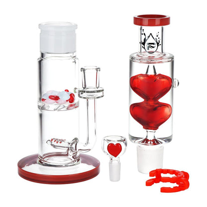 Glycerin Hearts Waterpipe with Gem Hearts