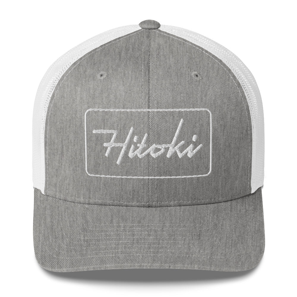 Hitoki Signature Trucker Cap #color_heather-grey-and-white
