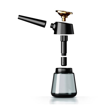 Black bubbler with borosilicate glass and anodized aluminum